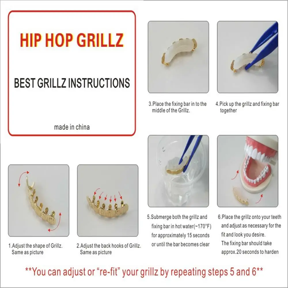 

1Set Fashion Gold Plated Teeth Grillz Hip Hop Cool Popular Vampire Gangsta Fang Tooth Cap Mold Kit Body Jewelry Gift New