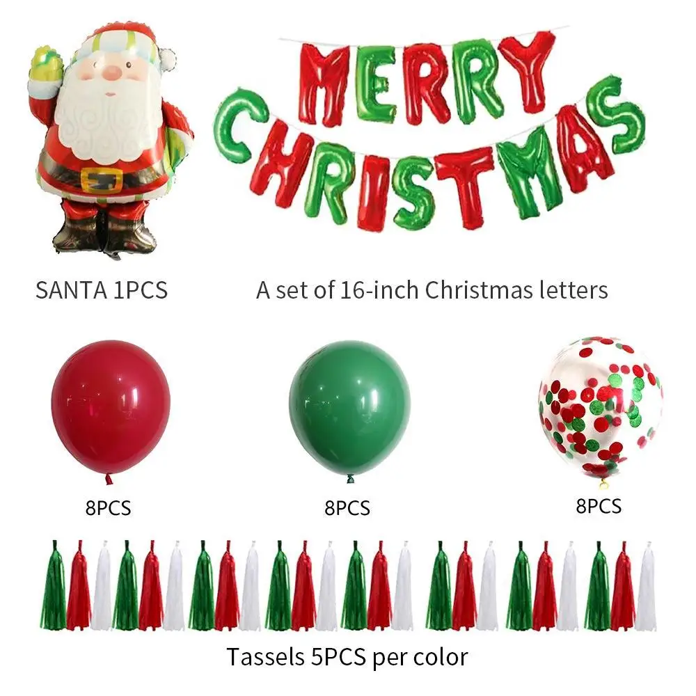 

Green Xmas Balloon Set Christmas Party Santa Claus Aluminum Foil Decor Christmas Balloons Christmas Party Supplies Ornament