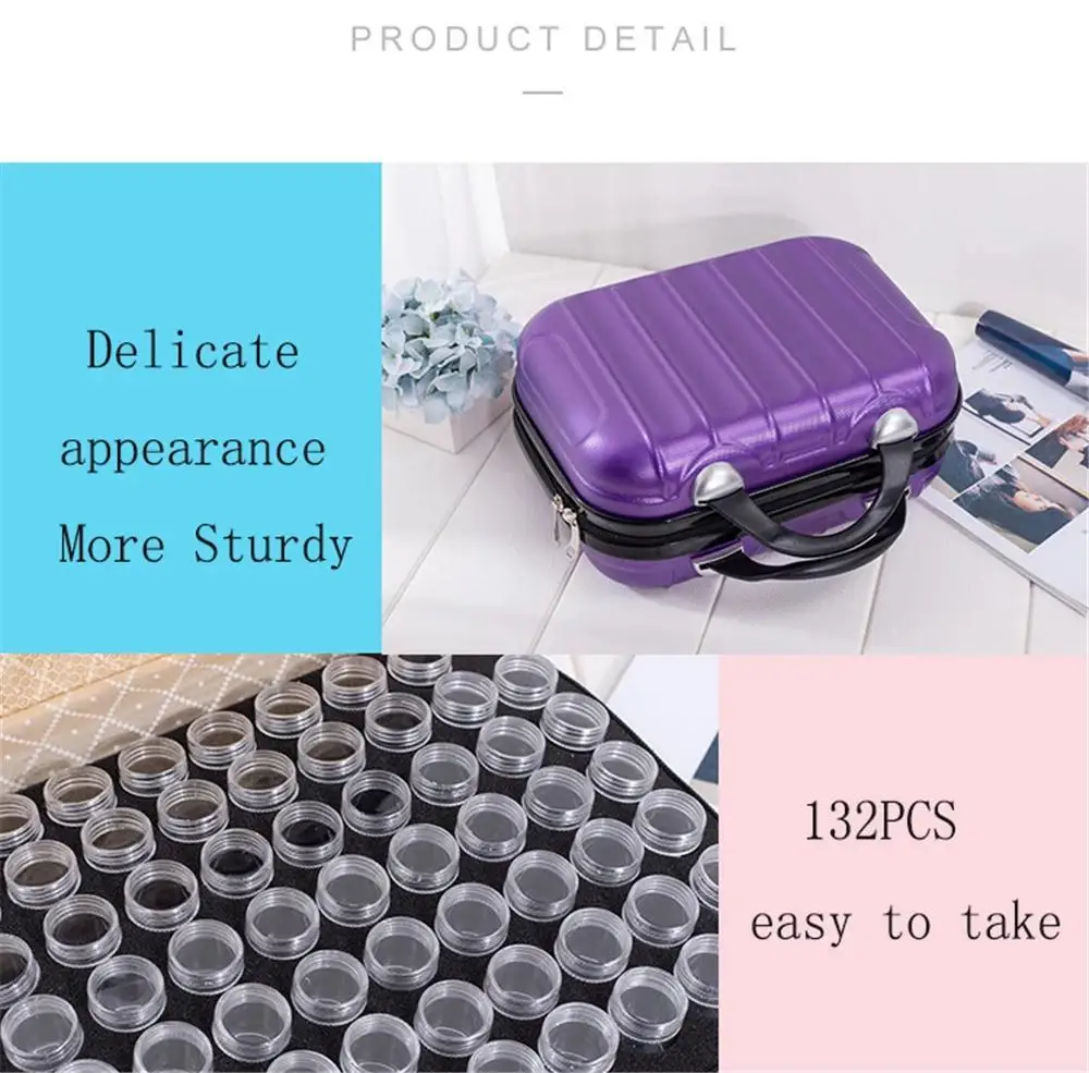 

New 132 Bottles Diamond Painting Storage Box Tool Diamond Embroidery Accessories Hand Bag Zipper Container
