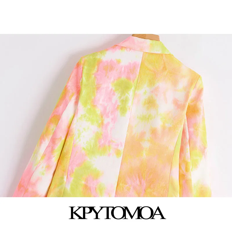 

KPYTOMOA Women 2020 Fashion Tie-dye Print Corduroy Blazers Coat Vintage Long Sleeve Pockets Female Outerwear Chic Tops