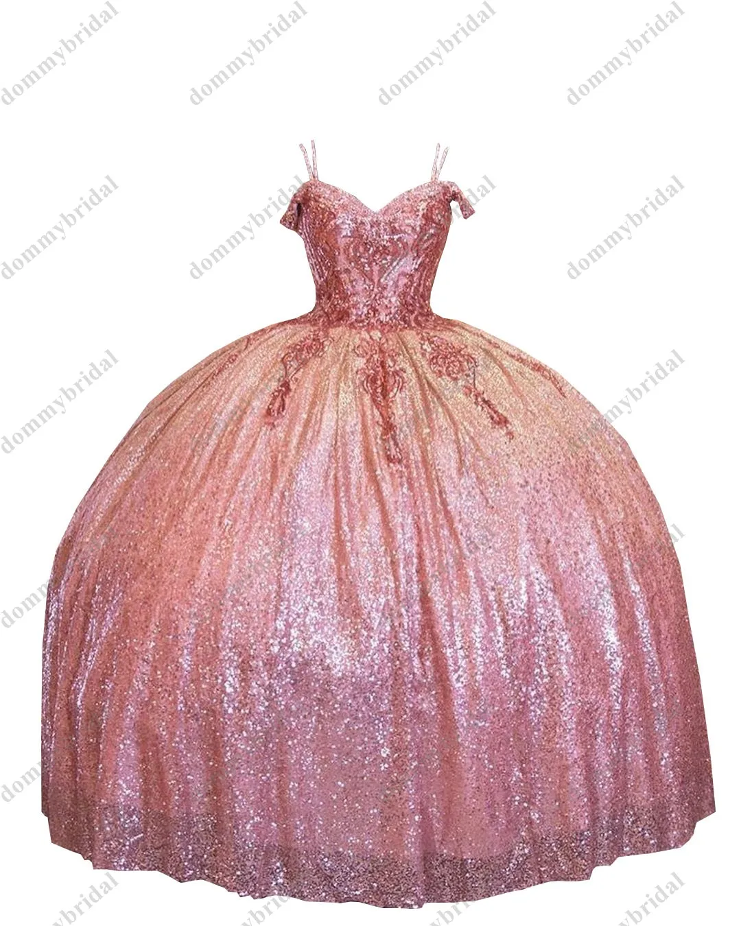 

Блестящее розовое Золотое бальное платье с открытыми плечами, блестками, бальное платье для девушек и женщин, официальное платье с рукавами...