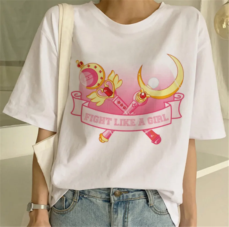 Сейлор Мун Kawaii эстетику Футболка Harajuku/женские новые Короткий рукав Для ребенка