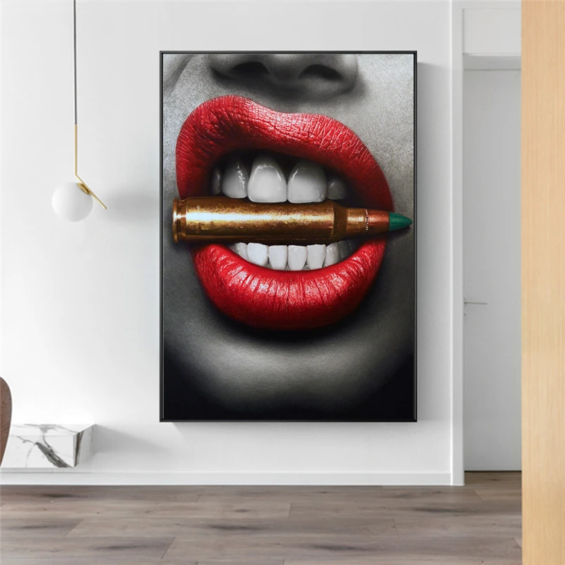 Настенная картина с изображением сексуальных кровавых красных губ современные