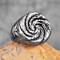 black hole swirl flower stainless steel mens rings punk unique amulet for male boyfriend biker jewelry creativity gift wholesale