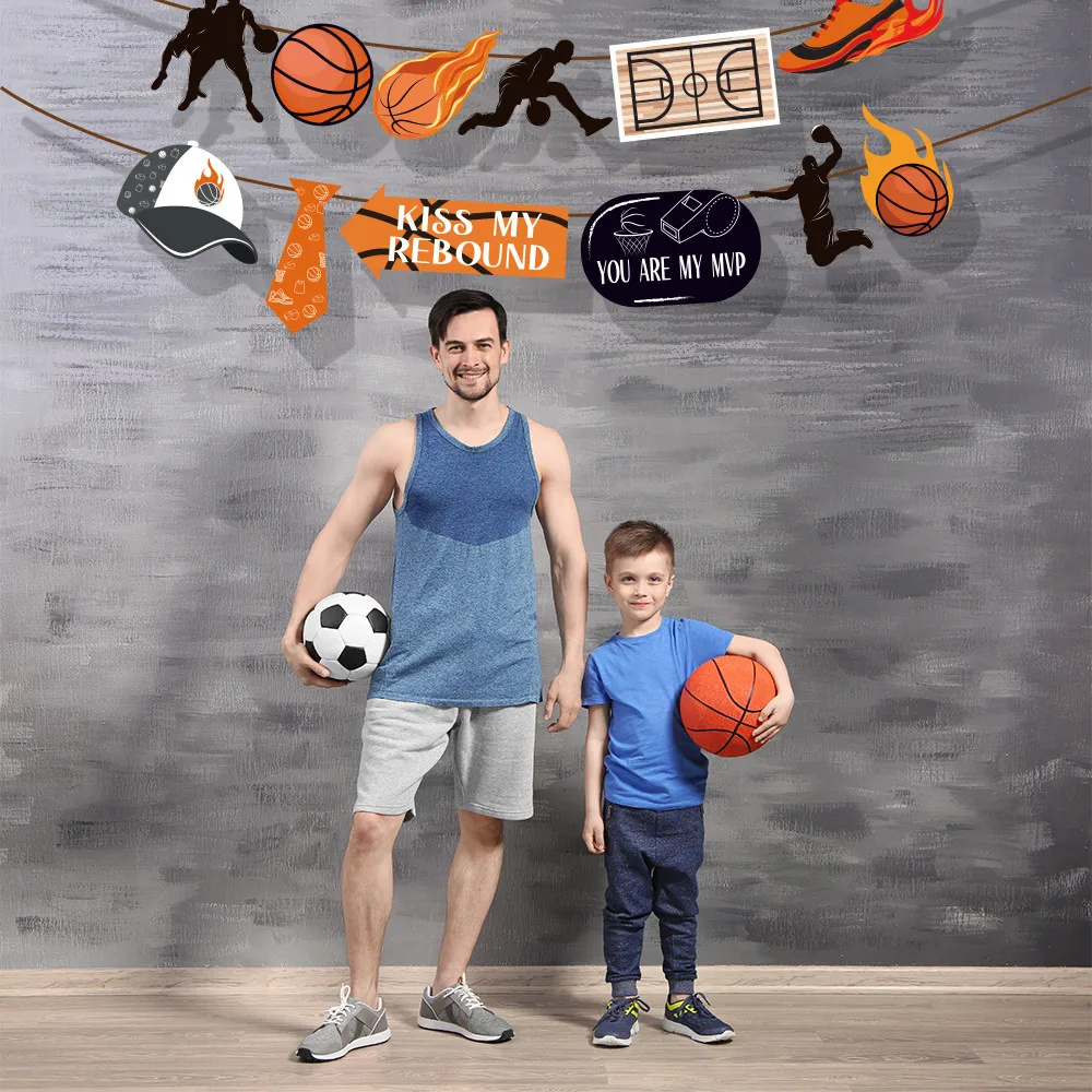 

Happy Birthday Sports Basketball Party Banners DIY Party Decorations Wall Sports Basketball Hanging Bunting Boy's Party Favors