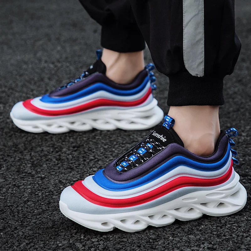 Blue Chunky Sneaeker Мужские кроссовки на толстой подошве; брендовая Роскошная обувь для папы; мужские кроссовки; сетчатая обувь; белые кроссовки на высокой платформе; мужская повседневная обувь; мужские кроссовки на высокой платформе - Цвет: Blue Chunky Sneaeker