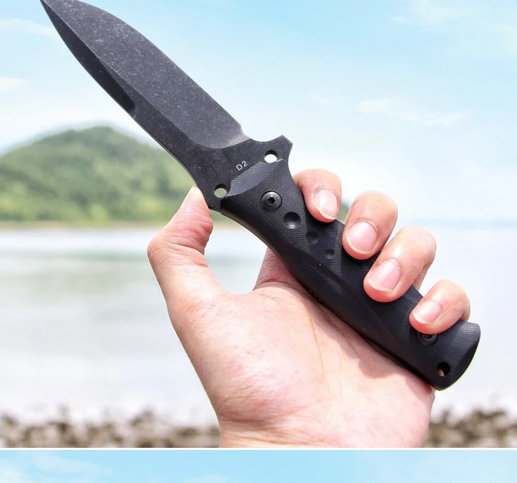 LENGREN открытый D2steel прямое лезвие G10Handle инструмент для выживания в природе тактические ножи для охоты североамериканский охотничий нож