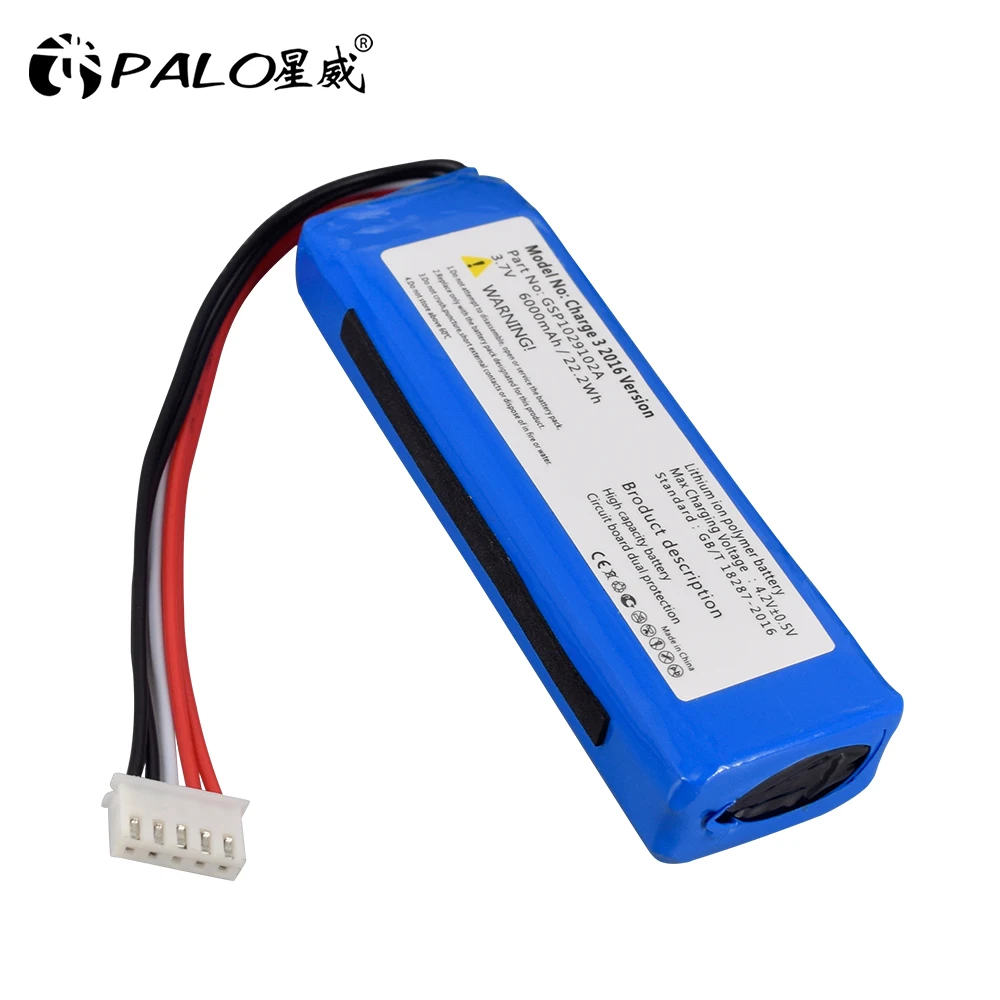 

PALO 3.7V 22.2WH 6000mAh Rechargeable Battery GSP10290102A ACS Rechargeable Battery Configuration for JBL Rechargeable Battery 3