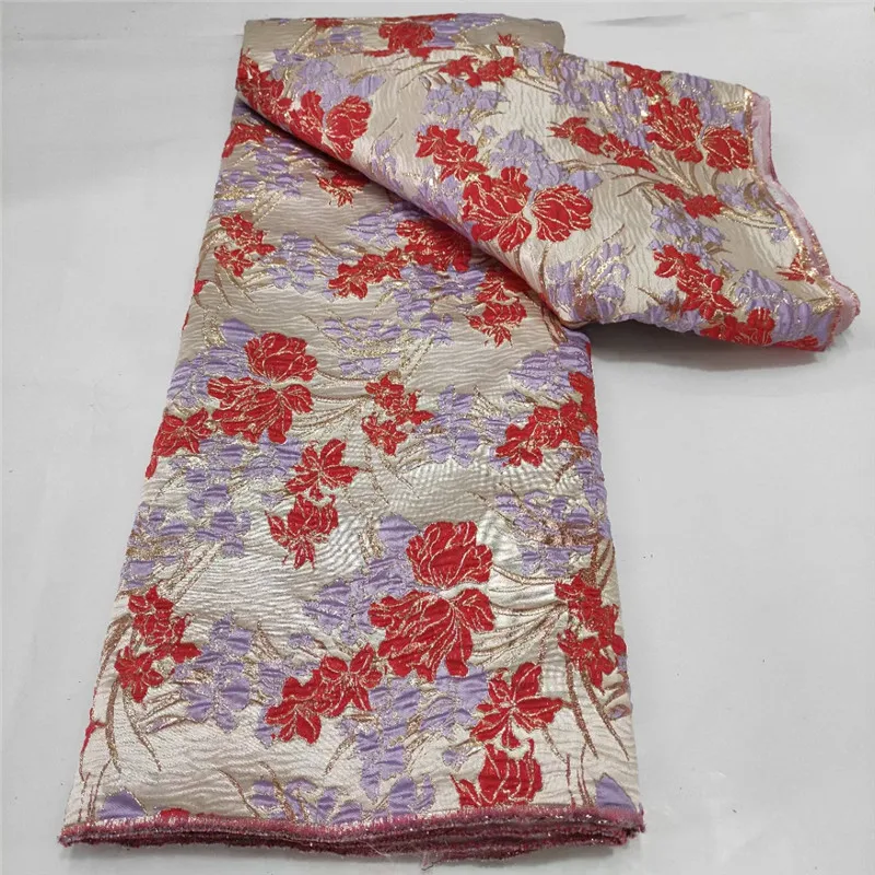 

Latest African Brocade Fabric High Quality French Jacquard Lace Cloth Nigerian Tissue Material For Making Wedding Dress