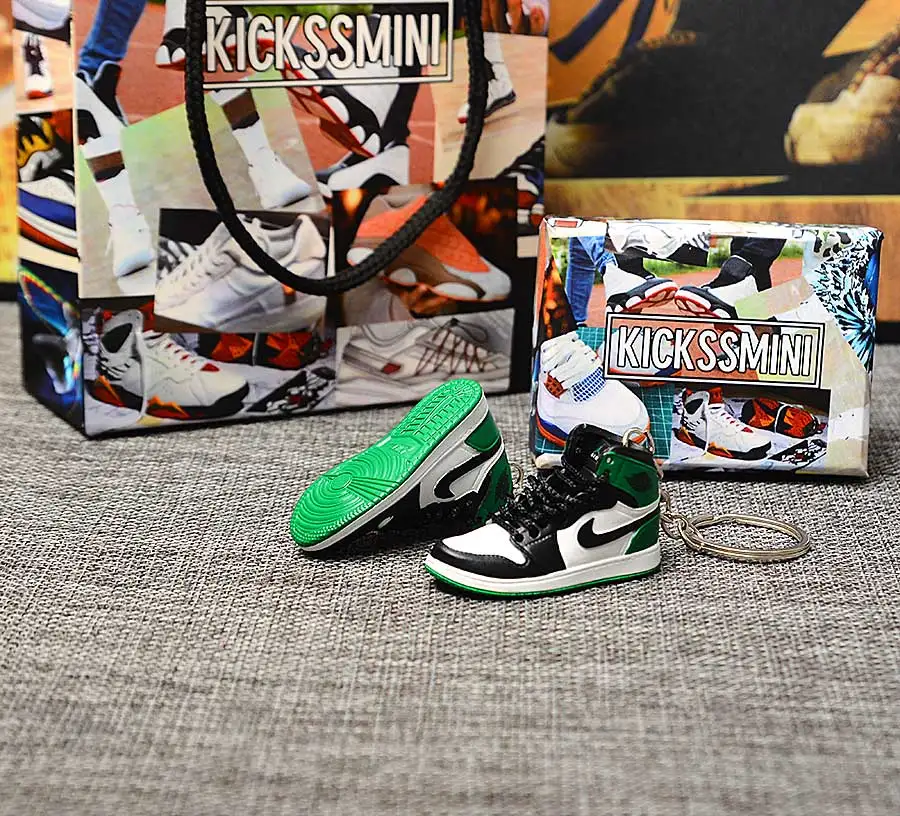 a pair w metal ring Персональный DIY Jordan Generation AIR JORDAN 1 chicago 3D кроссовок фигурный брелок сумка Подвеска парный брелок - Цвет: a pair w metal ring