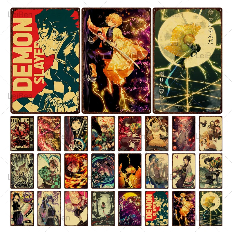 

Anime Retro Metal Plaque Vintage Tin Sign Wall Art Poster Metal Plate Home Decor Children Room Club Iron Painting Boys Gifts