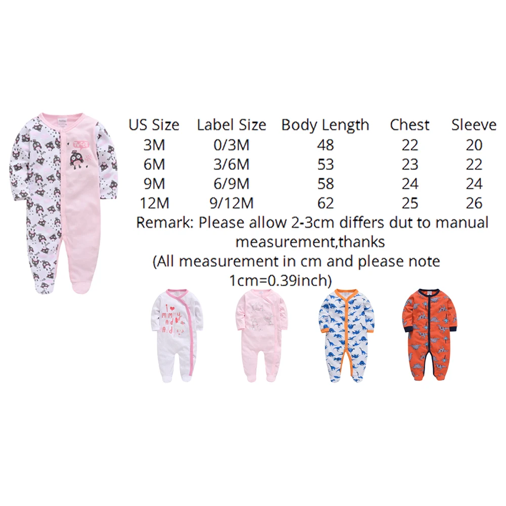 

3pcs/set Newborn Girl Boy bebe fille Cotton Breathable Soft ropa bebe Newborn Sleepers Baby Pjiamas