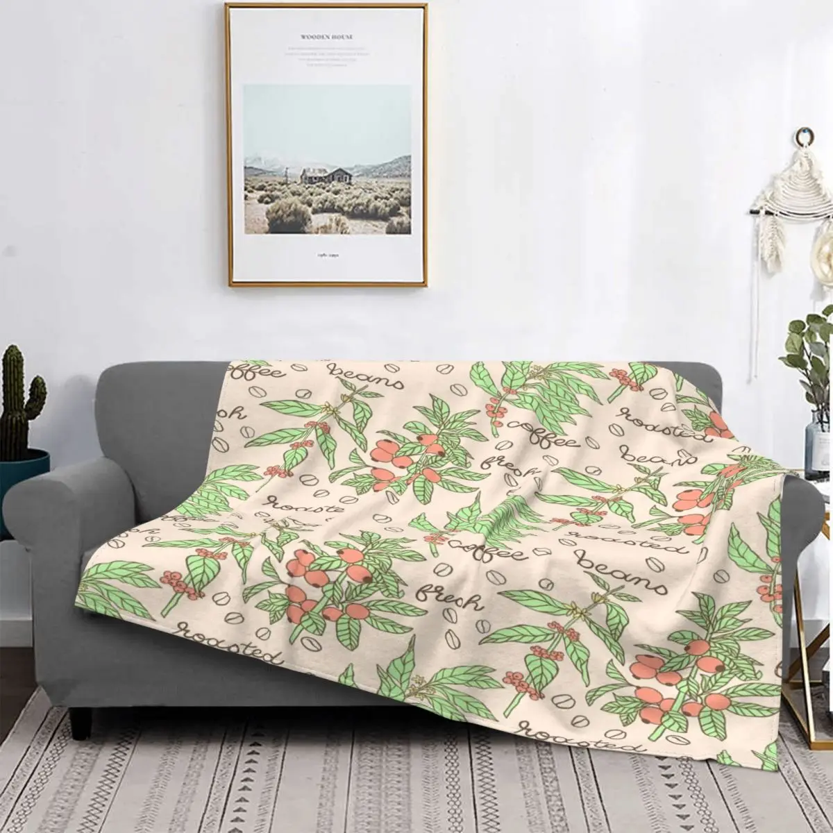

Manta térmica a cuadros para cama, cobertor de café en granos y botánicos Arábica, a cuadros de Anime, 1 manta