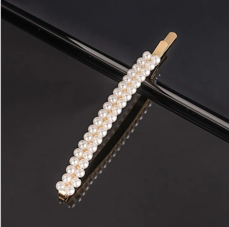 Double Row(7cm) Элегантные жемчужные заколки для волос для женщин и девочек, металлическая заколка-палочка, Шпилька для волос, Золотая ручная работа, корейский дизайн, аксессуары для укладки волос - Цвет: Double Row(7cm)