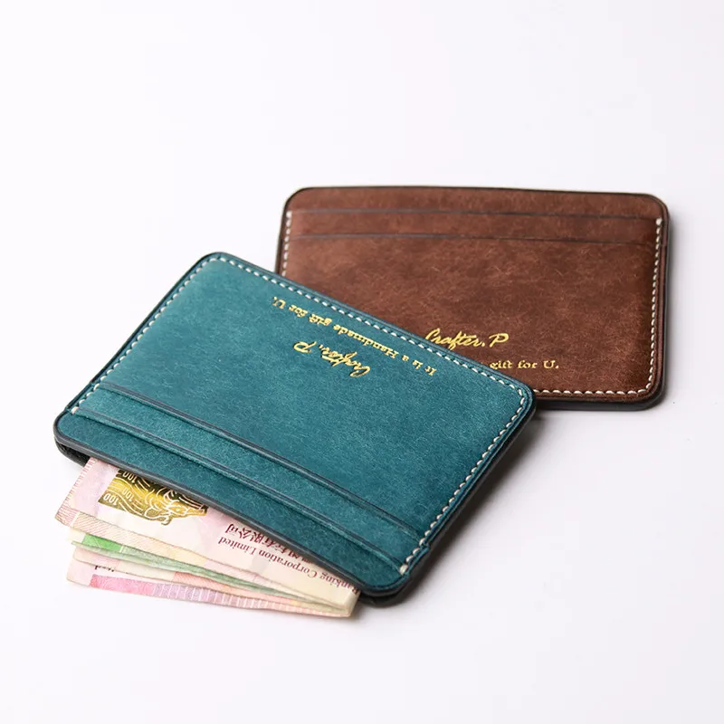 Handmade Mini Purse Women Men's Short Cowhide Wallet Card Holder Purses Small Change Genuine Leather Wallets