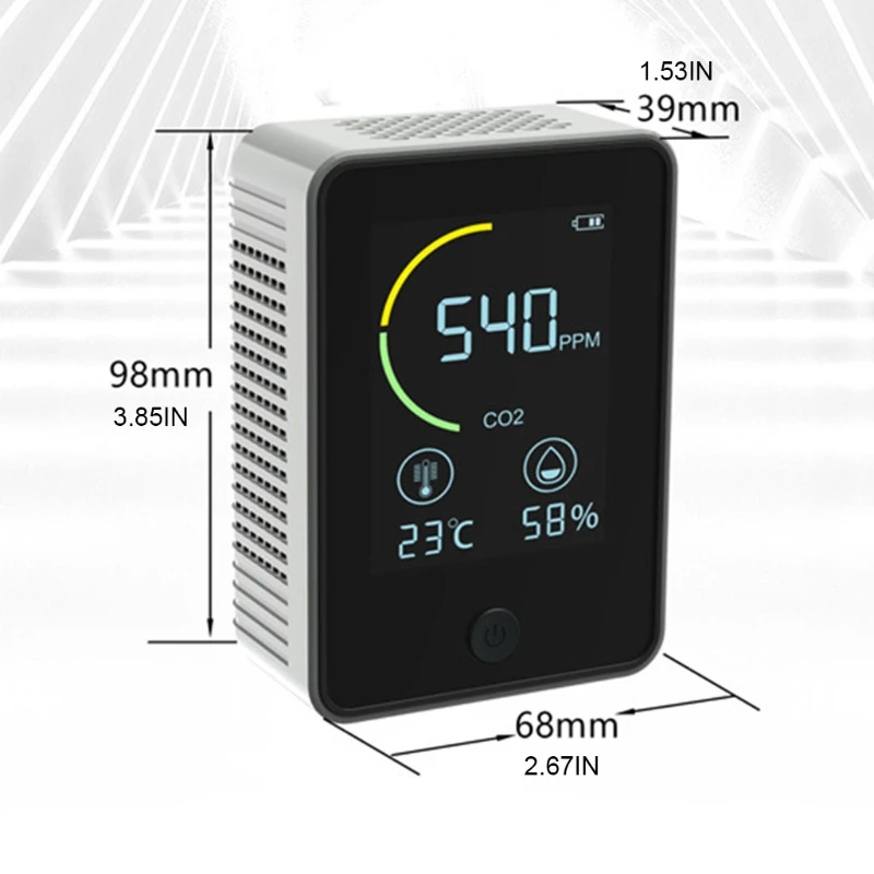 

Air Quality Monitor Lcd Digital CO2 Air Quality Meters Real Time TFT Intelligent Air Quality Sensor Tester Indoor Chargable Carb