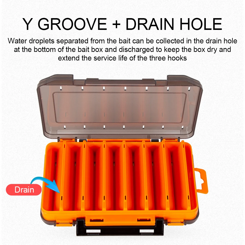 

Fishing Box Double Sided Fishing Tackle Case with 12 14 Compartments for Fishing Lure Hook Accessories Storage
