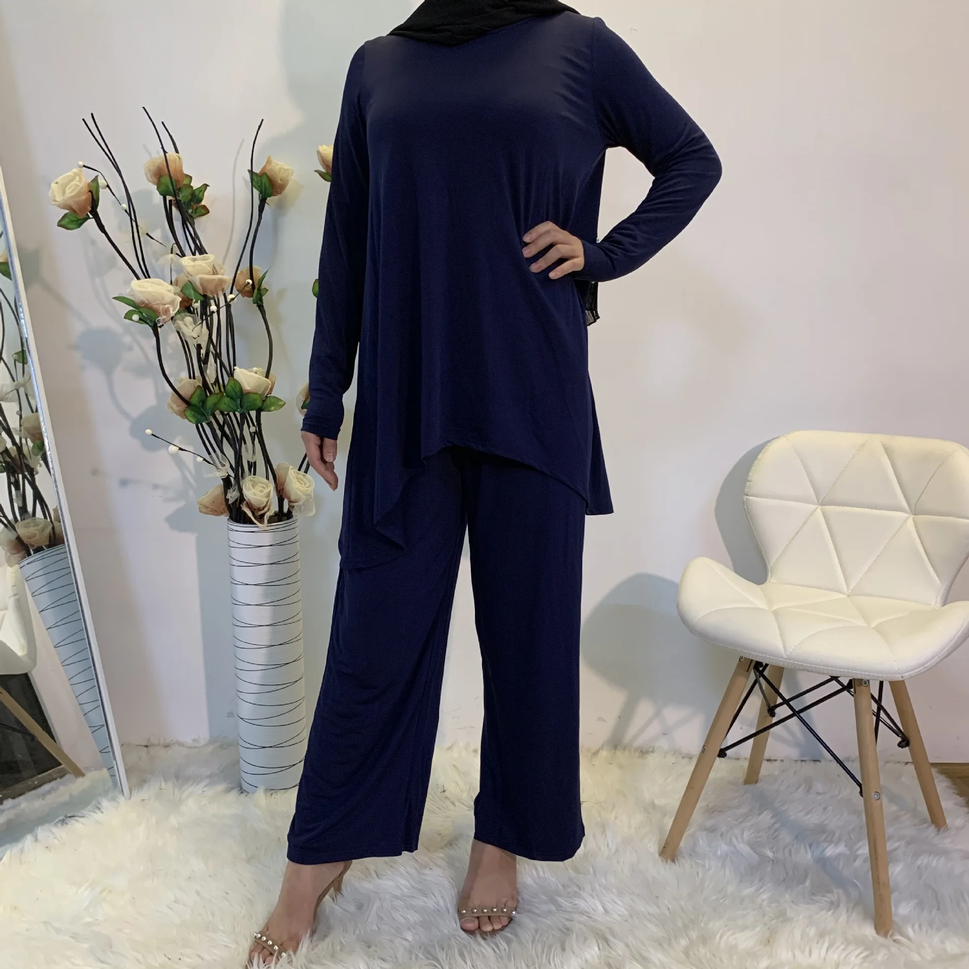 

Muslim Two Piece Sets Tops and Pants Women Turkey Abaya Dresses Ramadan Moroccan Kaftan Islamic Clothing Dress Tracksuit Sets