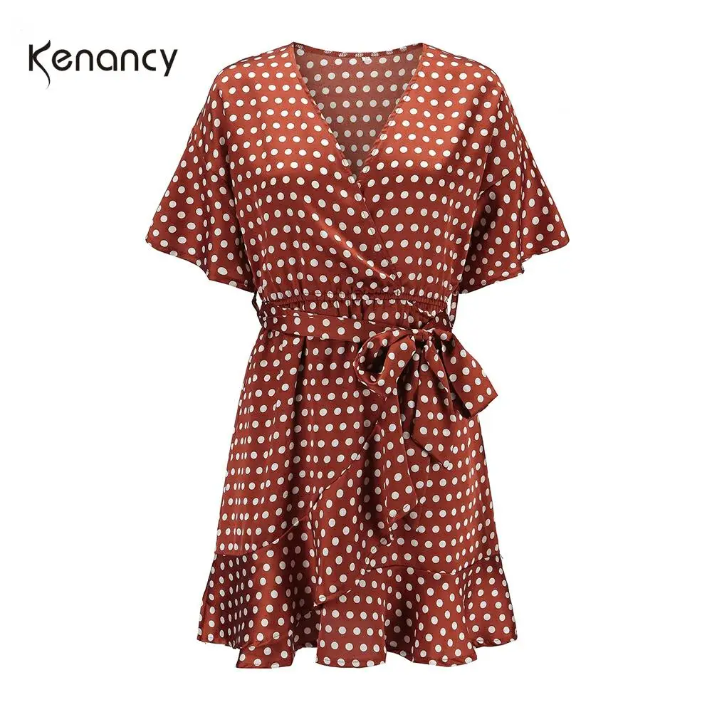 Женское асимметричное платье Kenancy повседневное летнее пляжное в горошек с