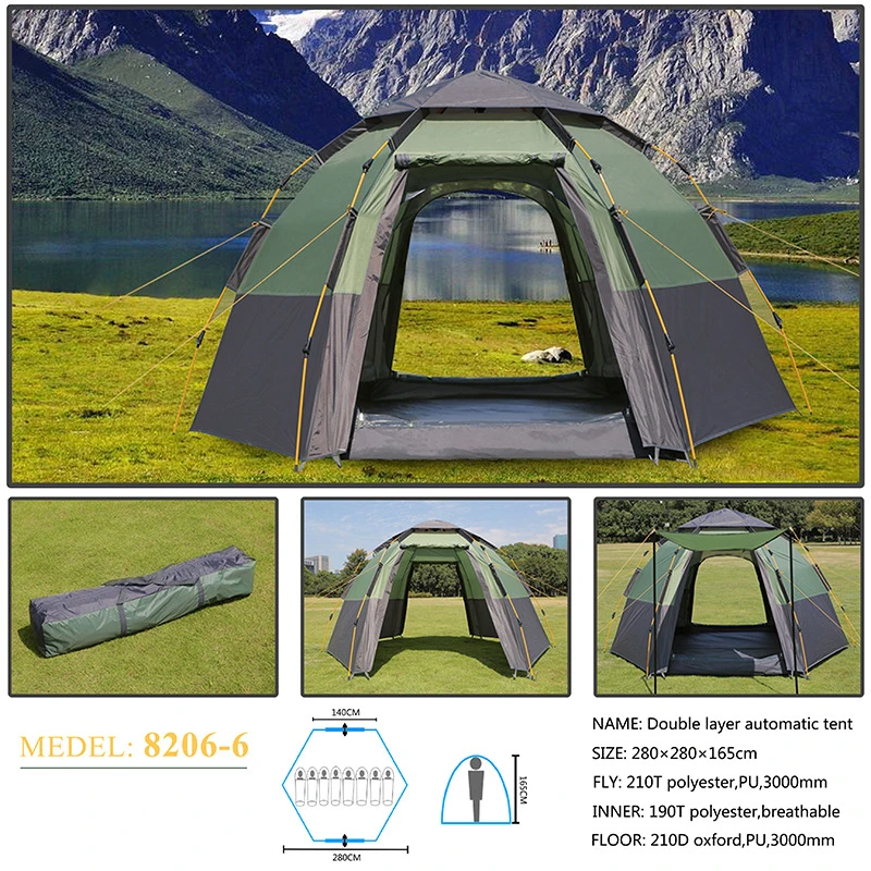 Preise 5-8Person Camping Zelte Schnell Automatische Öffnen Großen Raum Doppel Schicht Wasserdichte Outdoor Für Reisen Wandern Familie Party Zelt