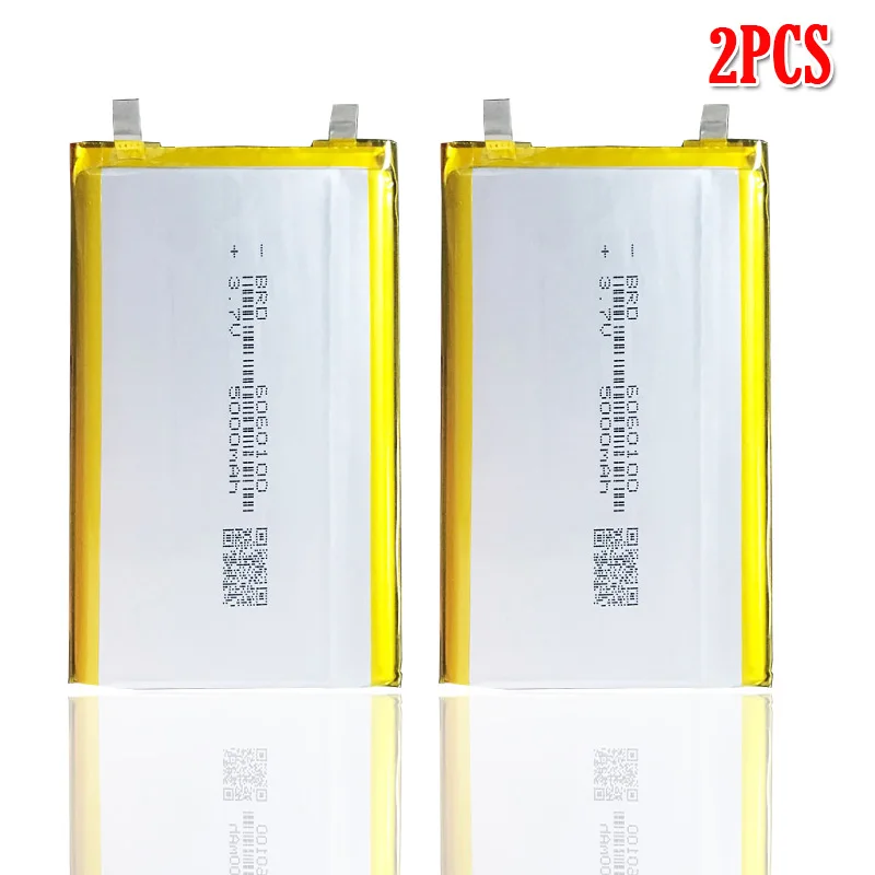 5000mAh 3,7 V 6060100 литий-полимерная аккумуляторная батарея для gps psp DVD тахограф Банк мощности динамик прожектор - Цвет: 2pcs