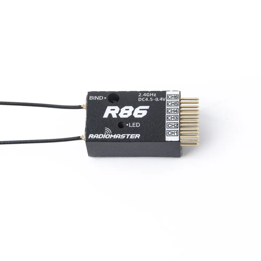 

RadioMaster R86 2.4GHz 6CH Over 1KM PWM Nano Receiver Compatible FrSky D8 Support Return RSSI for RC Drone