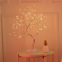 108 led usb fire tree light copper wire table lamps night light for home indoor bedroom wedding party bar christmas decoration
