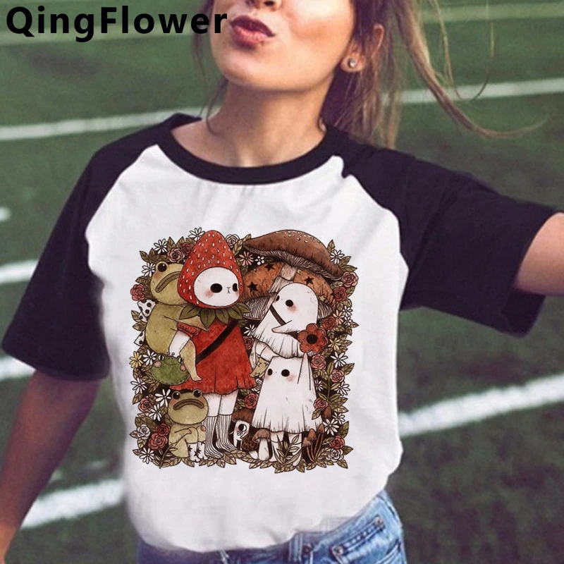 Mushroom clothes women aesthetic casual streetwear 2021 couple t-shirt white t shirt | Женская одежда