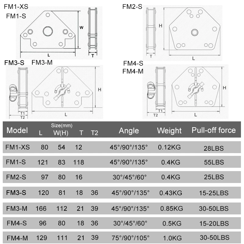 

FM4-S Magnetic Welding Holder Positioner Multi-Angle Solder Arrow Strong Corner Magnet Fixer Auxiliary Locator Tool Ferrite