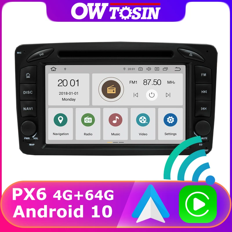 Автомобильный DVD плеер PX6 4 + 64 ГБ Android 10 для Mercedes Benz W209 W203 W168 M ML W163 W463 Viano W639 Vito Vaneo GPS