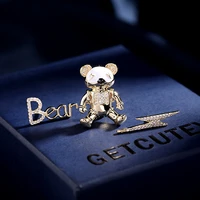 2pcs brooch earrings set korea cute lightning letter earrings fashion personality bear brooch jewelry