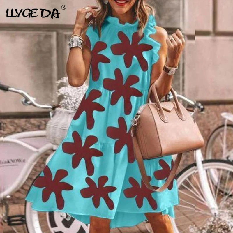 

Summer Prairie Chic Print Dress Women Ruffled Butterfly Sleeve Casual Floral Dresses Female 2021 New Sweet Vacation Vestidos