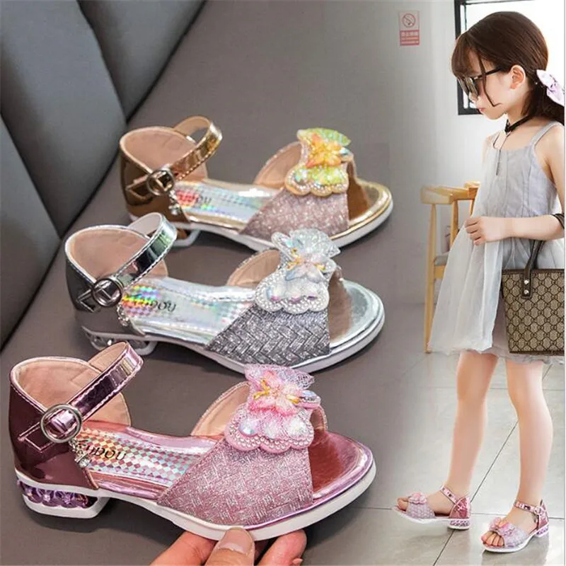 Босоножки с бантом для девочек туфли принцессы на мягкой нескользящей подошве