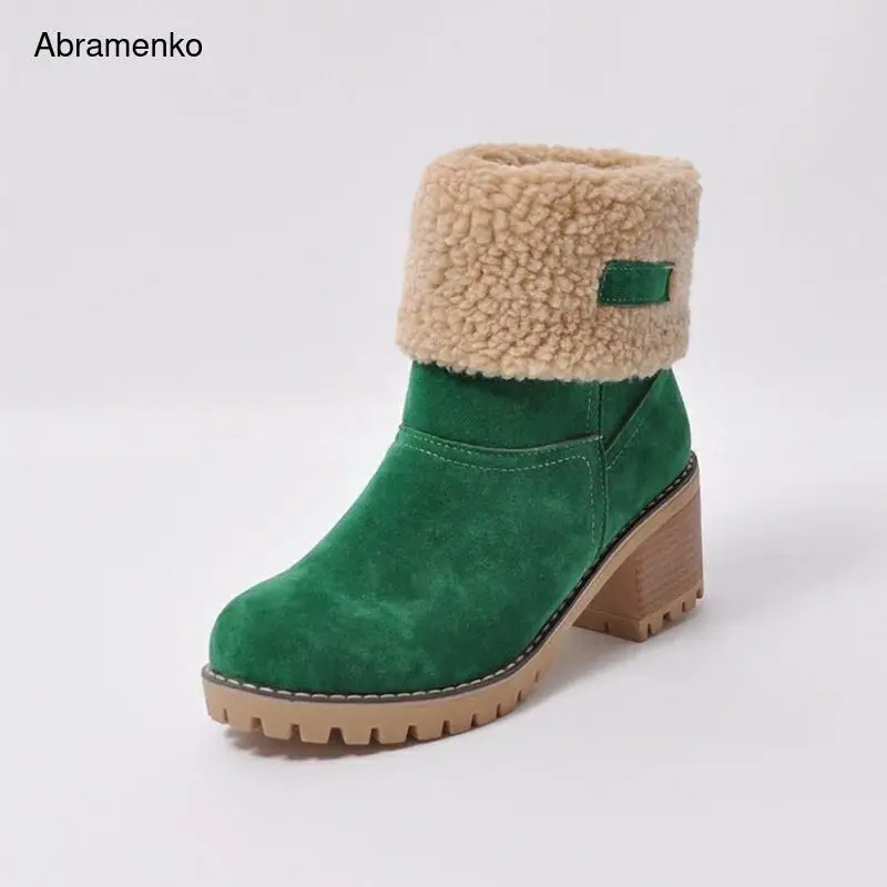 Зимние ботинки Женские теплые зимние на меху Модная зимняя обувь высоком