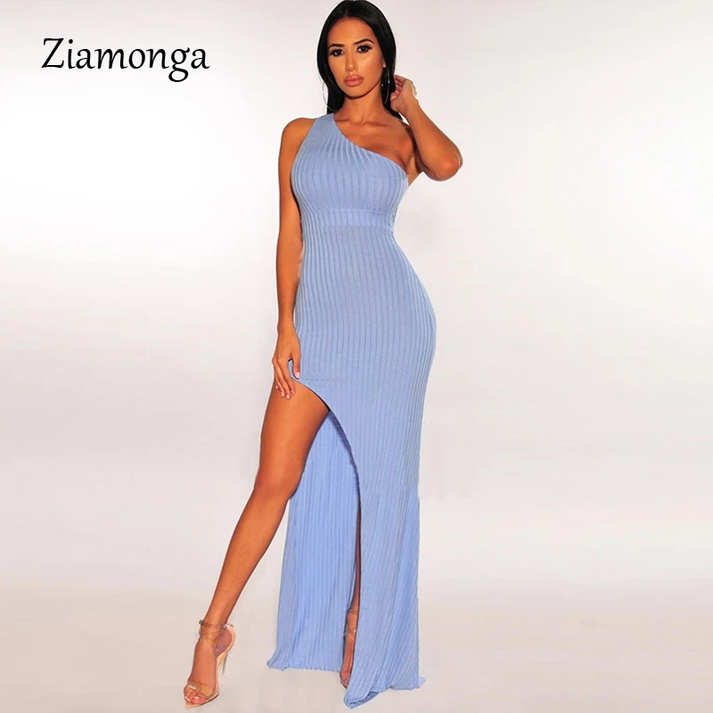 Ziamonga летнее трикотажное платье женское на одно плечо сексуальное для девушек