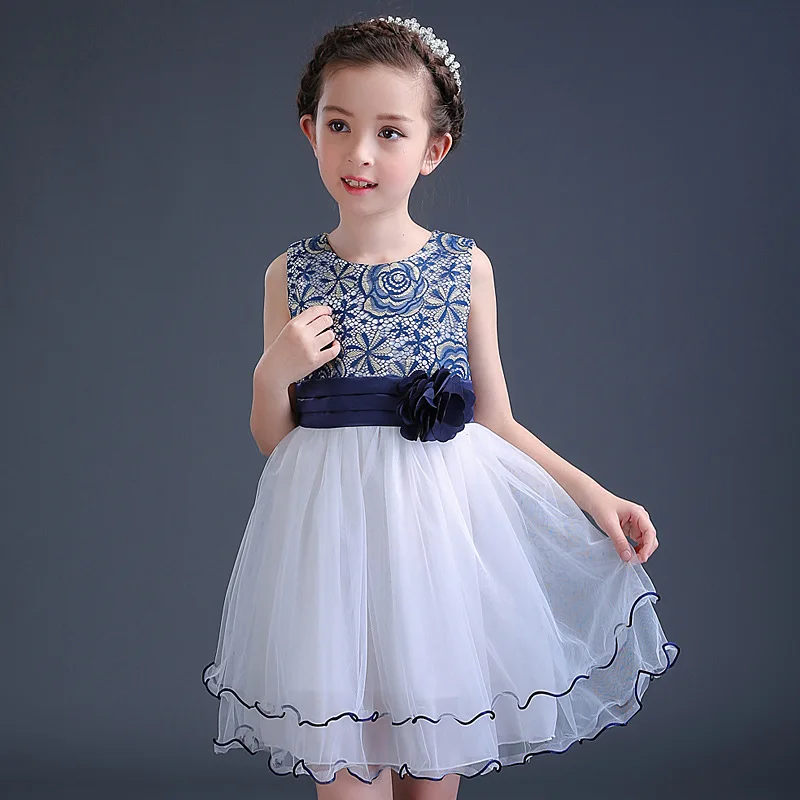 Детское винтажное платье принцессы кружевная цветоная аппликация многослойные