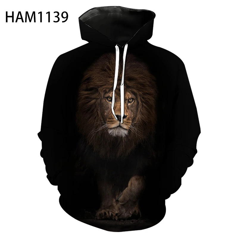

Spring and Autumn Men's 3D Printed Lion Hoodie Fashion Personality Anime Long Sleeve Children's Sweatshirt