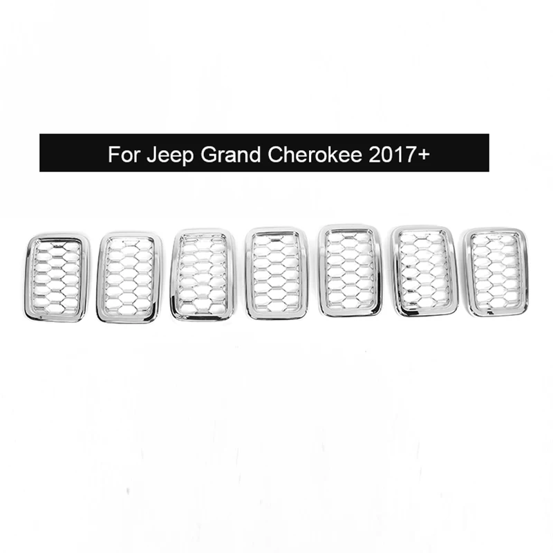2017UP Chrome SHINEKA гоночные грили для Jeep Grand Cherokee-+ вставка сетчатая вентиляционная рамка кольцо выход внешний стиль для Grand Cherokee - Цвет: 2017UP Chrome