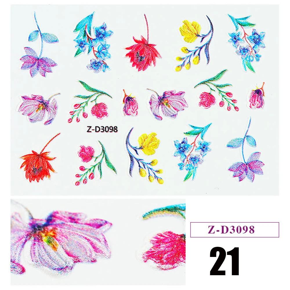 21 1pc 5D Acrylic Engraved Flower Nail Sticker Embossed Flower Water Decals Empaistic Nail Water Slide Decals 22 Styles DIY Nail Ar - Цвет: 21