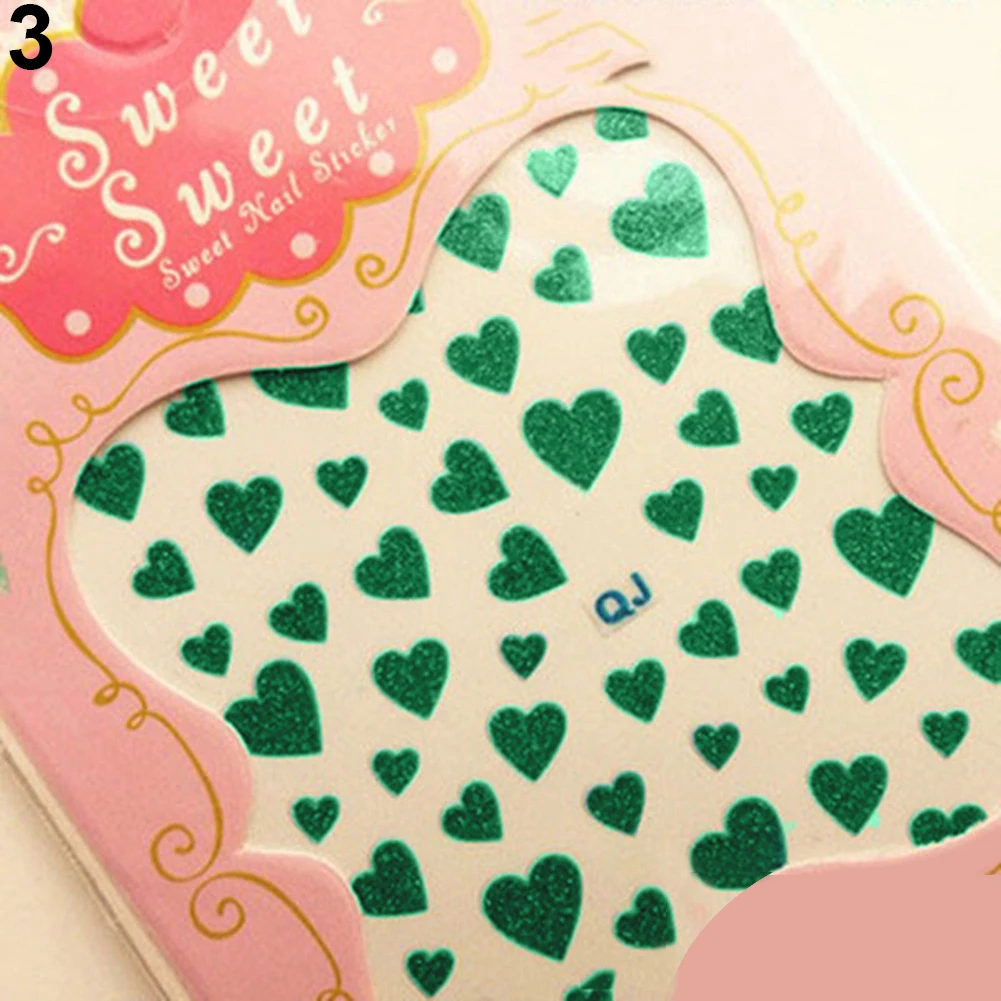 1 Sheet Love Heart Design Nail Art Stickers Water Transfer Decal Slider Watermark Nail Wraps Decal Manicure Nail Tips Decoration