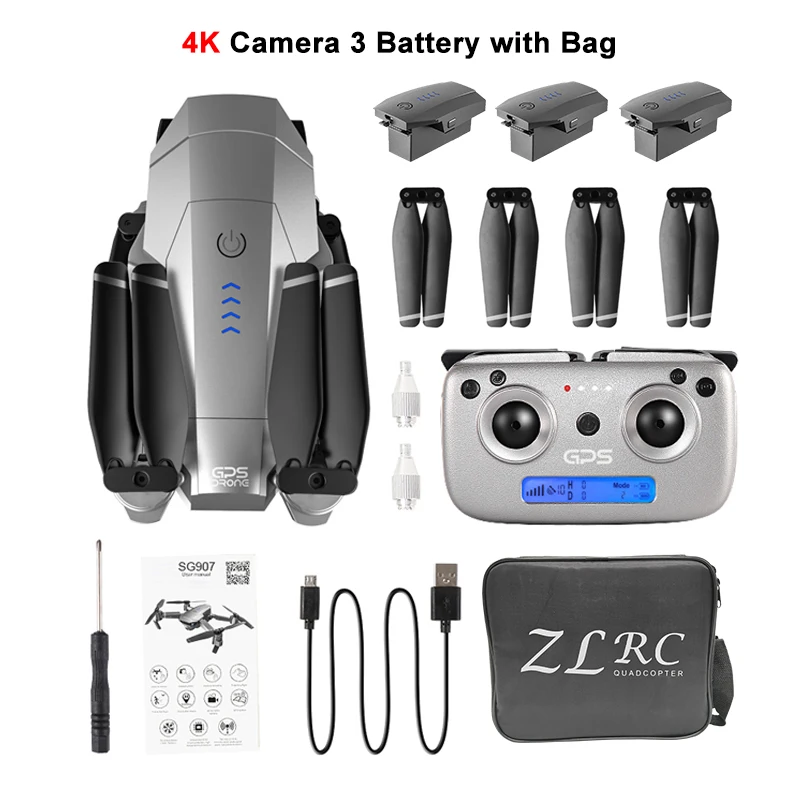SG907 4K 3B CB SG907 gps Дрон с 4K HD регулируемой камерой Широкий угол 5G wifi FPV RC Квадрокоптер Профессиональный складной Дрон E520S E58 - Цвет: SG907 4K 3B CB