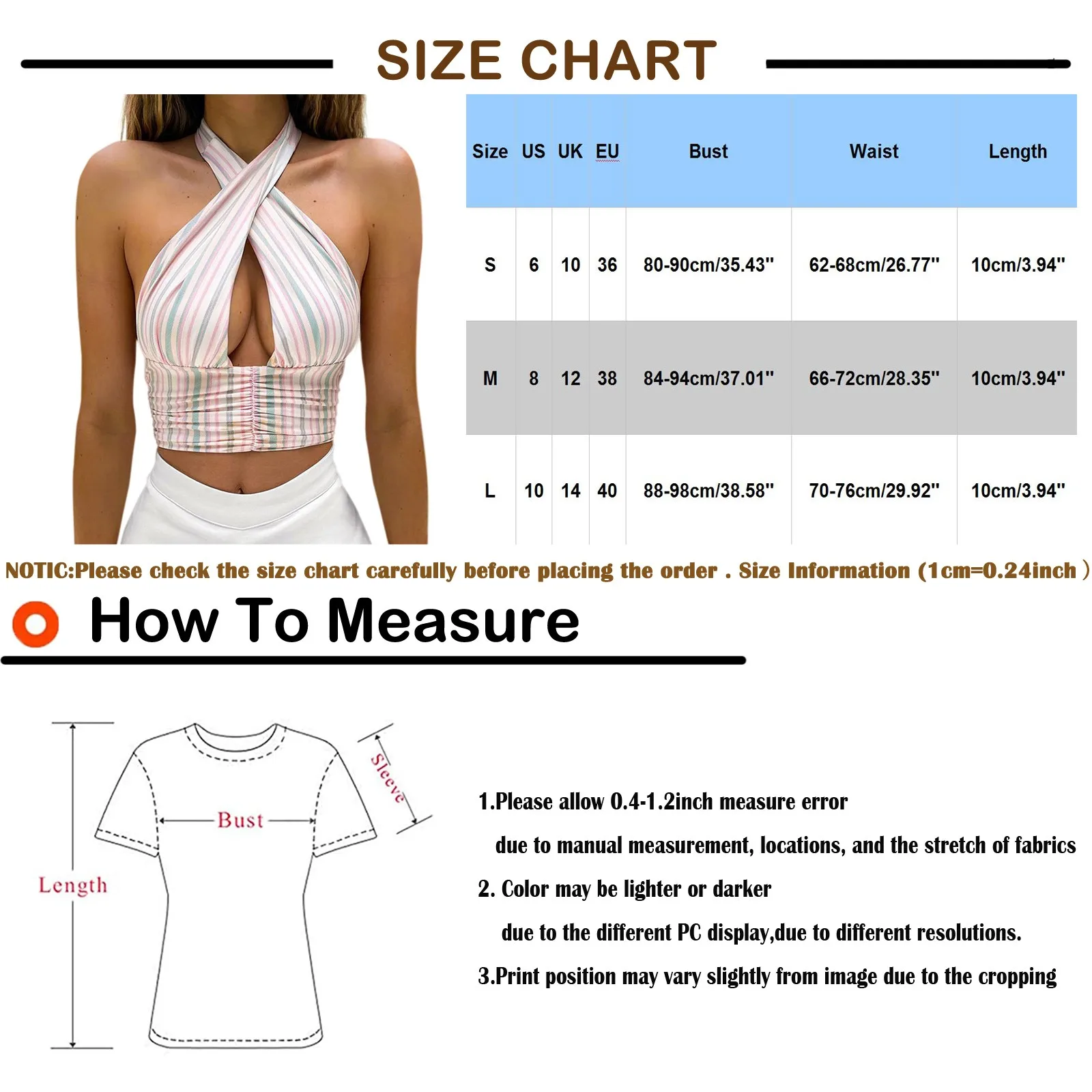 

Striped Print Camisole Top Summer Bohemian Beach Style Halter Bow Tie Front Cut Mini Vest Women's Camisole