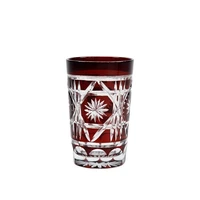 2 pieces 80ml edo kiriko red shot glasses shochu sake whiskey glass tumbler handcraft hand made overlay cup