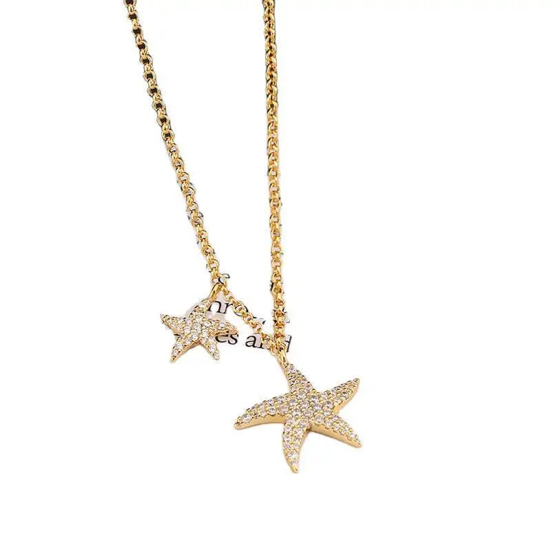 

Summer Beach Jewelry Sea Star Necklace Zircon Boho Jewelry Starfish Pendant Necklace For Women Gift Zk30