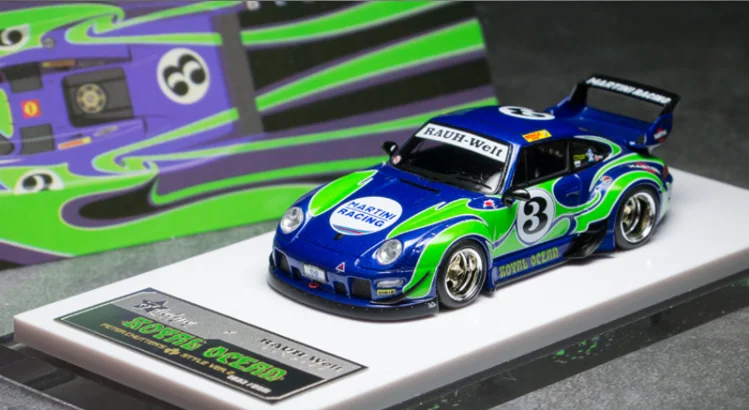 

Модель автомобиля из смолы Fuelme 1:64 RWB 993, Королевский океан, Ирландский Синий хиппи, модель Питера Chutter, коллекционные автомобили, в наличии, по...