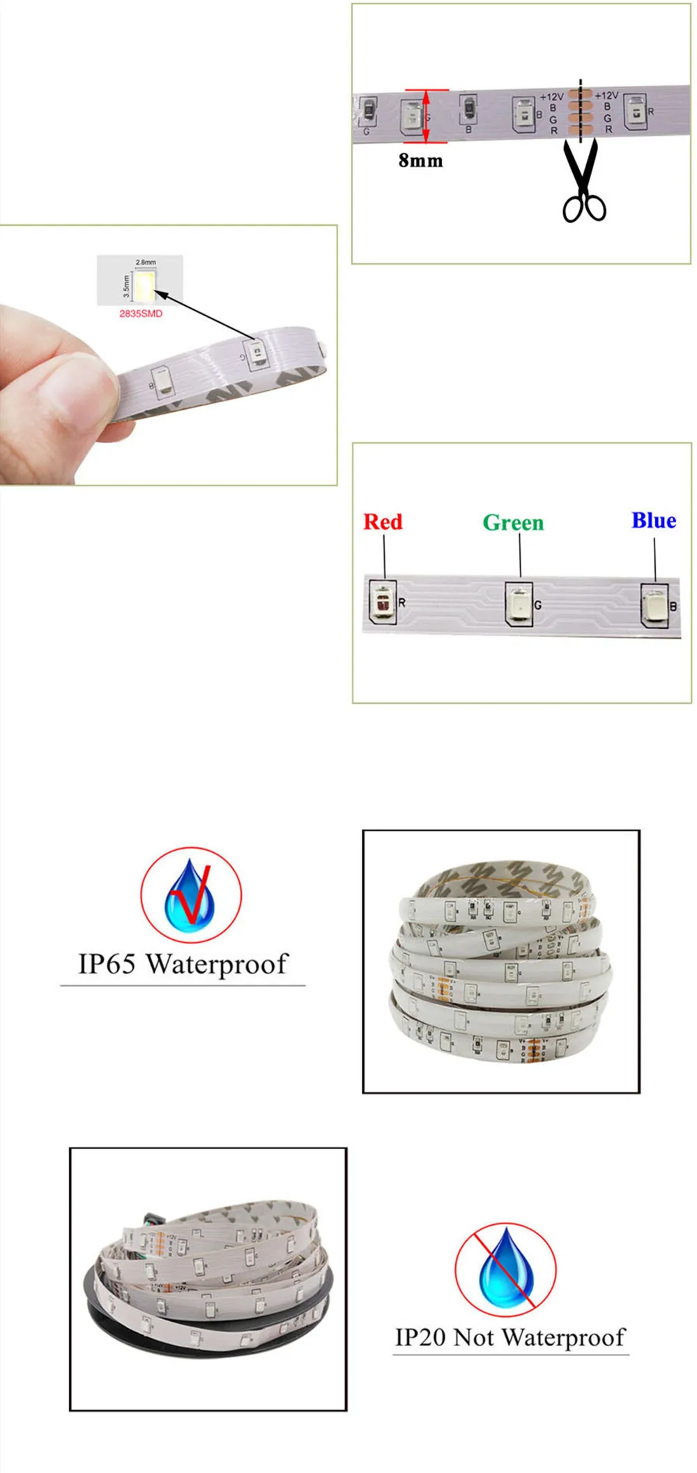 LED Strip light Music sync RGB tape SMD 2835 12V Waterproof ruban flexible ribbon diode for neon Party Decorative lights 5M lamp