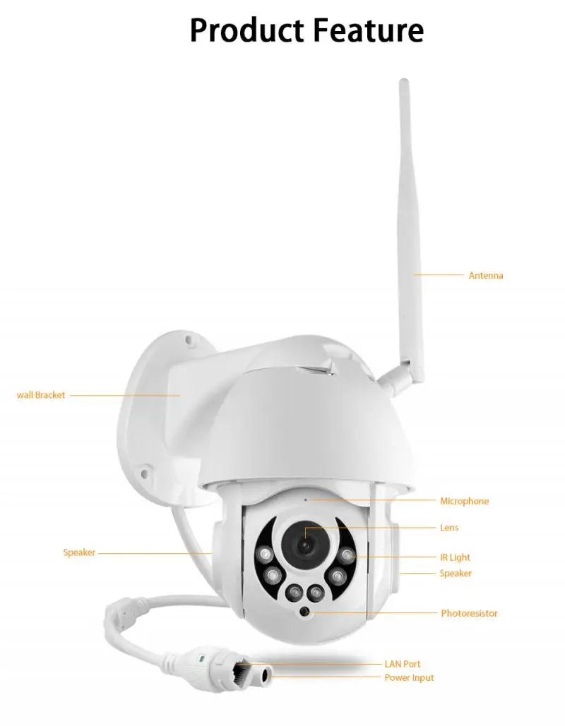 1080P Wi-Fi беспроводная ip-камера белого цвета с инфракрасным ночным видением, водонепроницаемая наружная камера видеонаблюдения для домашней безопасности IR Surveilance