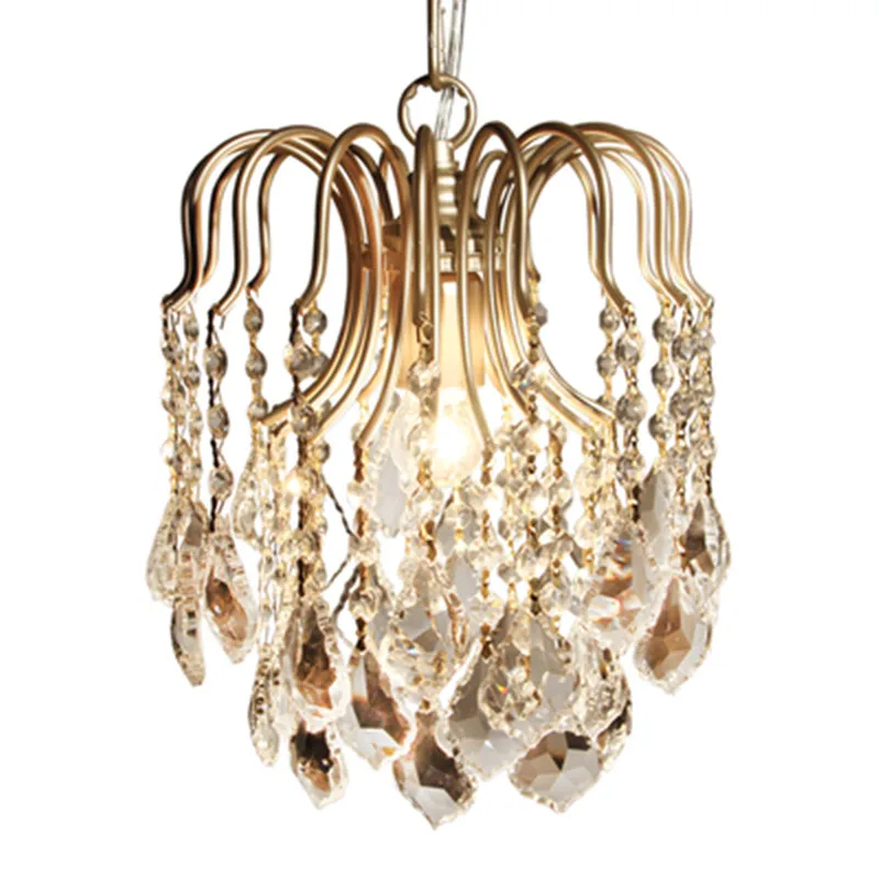 

American country loft personality retro crystal iron chandelier dining room bedroom lamp