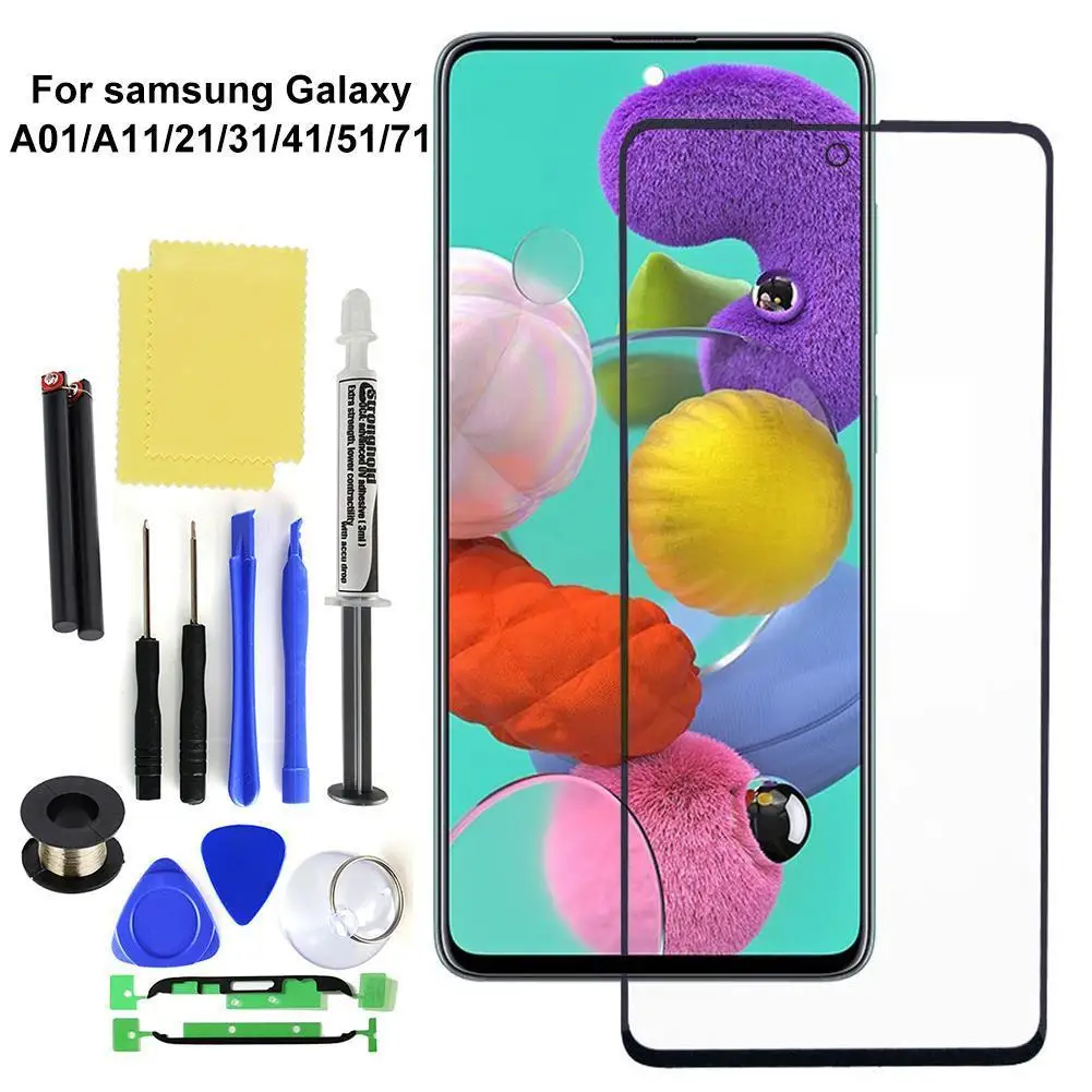 

Подходит для Samsung Galaxy A01 A11 21 31-41 51 71 внешнее Переднее стекло объектива Запасная часть UV-LOCA клей ящик для инструментов