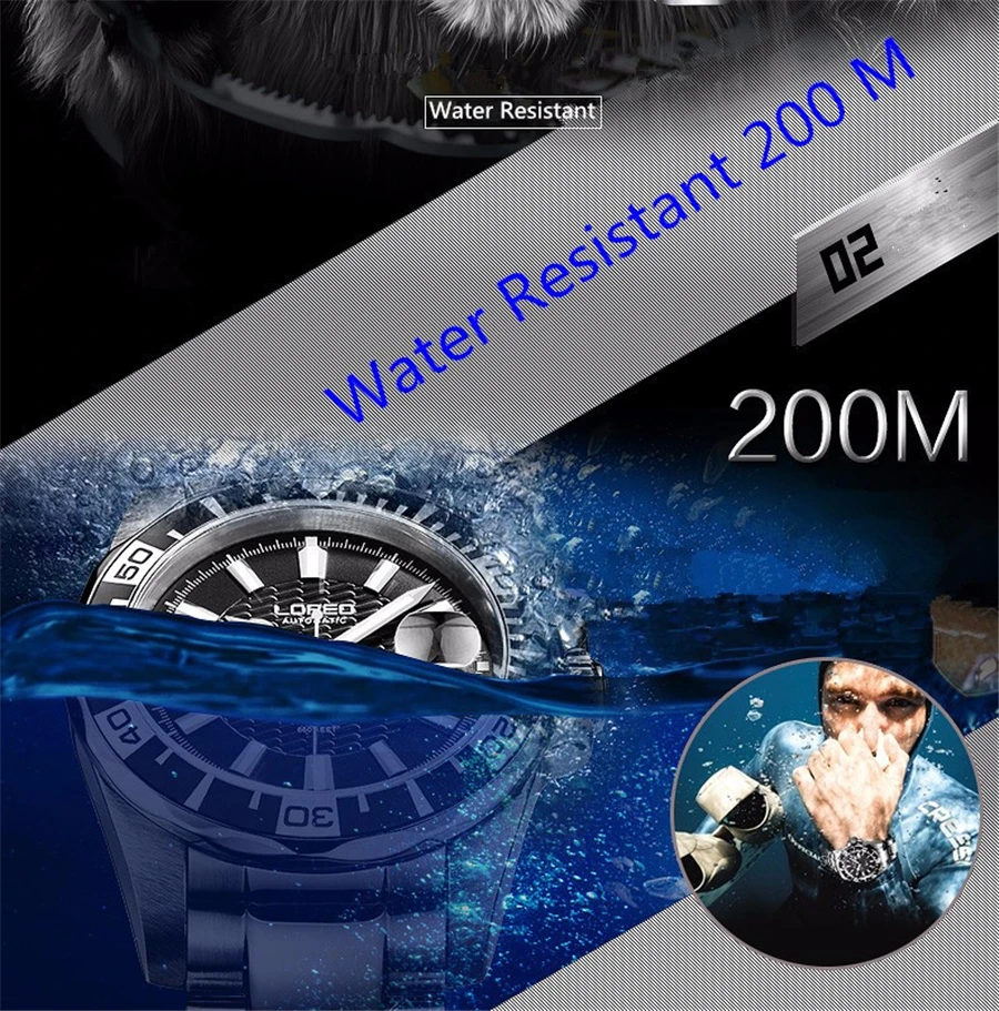 Новые фирменные мужские часы LOREO Luxruy модные водонепроницаемые с сапфировым